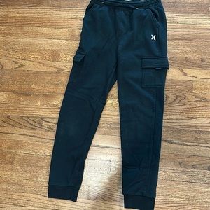 Hurley XL Black elastic waist drawstring cargo sweats